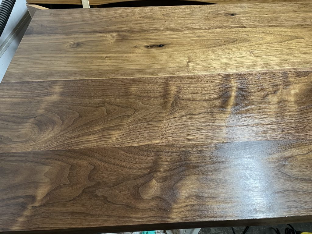 walnut desktop with finish applied